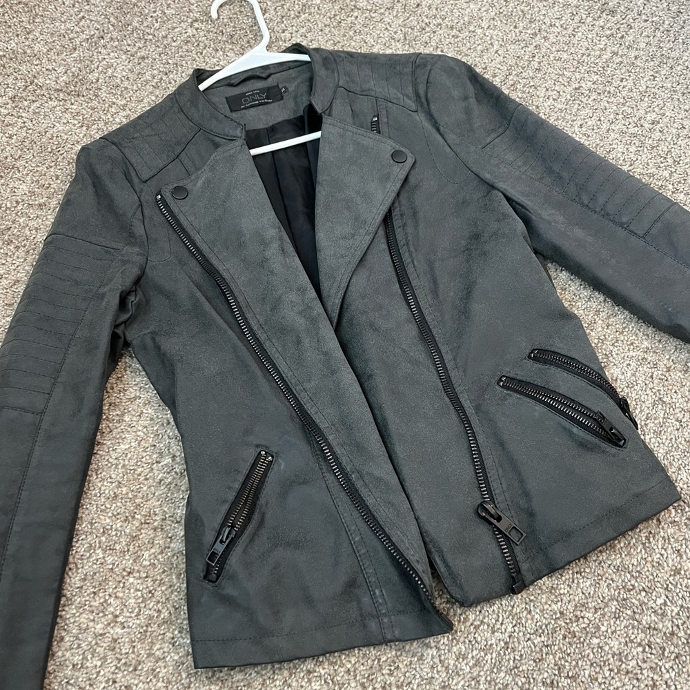 Leather jacket size 34/XS gray.